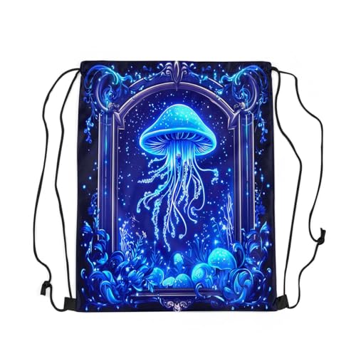 Feelyou Jellyfish Drawstring Backpack 13"x15.7" Ocean Sports Gym String Bag Sea Creature Underwater World Drawstring Bags Marine life Sealife Waterproof Cinch Bag Aquatic Animal3