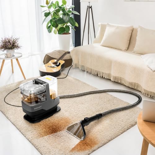Image of Mini Carpet Spot Cleaner Machine, Portable Upholstery & Couch Shampooer | 17KPa Powerful Suction, Spray, Scrub & Extract Technology for Deep Cleaning Sofa, Rug, Stairs, Car Seats & Pet Stains