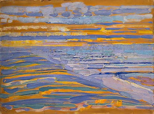 Dunes avec plage et jetée Domburg affiche Mondrian