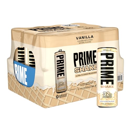 PRIME Shakes Vanilla 32g Protein Shake for Muscle Support & Recovery Ultra-Filtered Milk Lactose Free Low Sugar Low Calorie Ready to Drink 11 fl oz 12 Pack