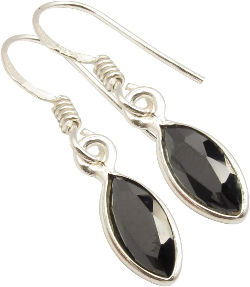 Black Onyx Earrings 1.2" 1.3 Grams Bijoux 925 Solid Silver