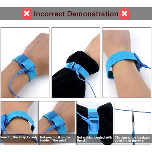 Image of 10 Pack ESD Wrist Strap with Grounding Plug, Adjustable Coiled Cord (Yellow)