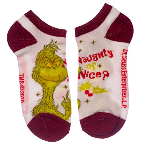 Dr. Seuss The Grinch Who Stole Christmas Pacote com 7 pares de meias femininas de cano curto tamanho