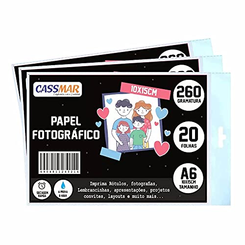Papel Fotográfico glossy 10x15 260g Brilhante Marpax 100 Fls