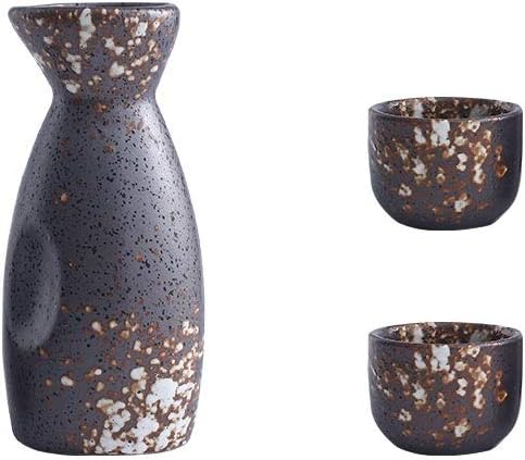 3 Piece Set / 5 Piece Set Retro Sake Cup Japanese Sake Set Craft Ceramic Sake Cup Cold/Hot/Tea/Sake Cup Japanese Sake Set (Size : H) ()