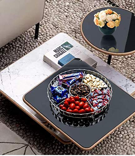 Juxori Acrylic Snack Serving Tray with Lid,Flower Shape 6