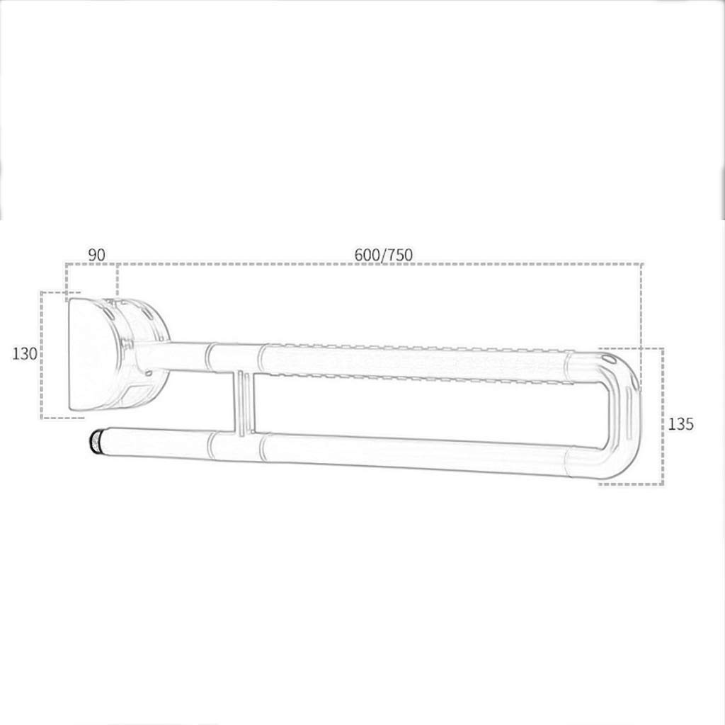 Maniglione per Vasca da Bagno, Barre di Sostegno per Bagno, Barra di Sostegno Ribaltabile, Telaio di Sicurezza per WC, corrimano per Doccia, per casa e Hotel, Acciaio ino,White-60cm