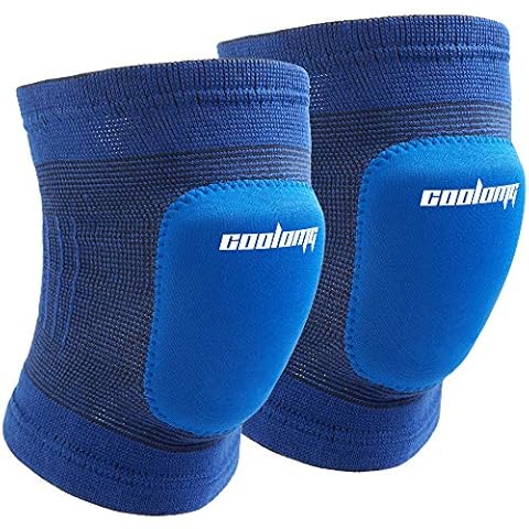 COOLOMG Kinder Knieschoner Knieschützer gepolstert Sport Fitness Jogging Blau Cover