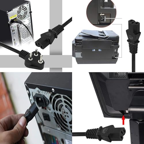 Image of Pure Copper Wire Kettle Socket 3 Pin 1.8 Meter Ac Power Cable /Cord Compatible with Amps Audio Equipment Camera Desktop Pc Game Players Monitor Printer Scanner LCD Smps CPU Computer