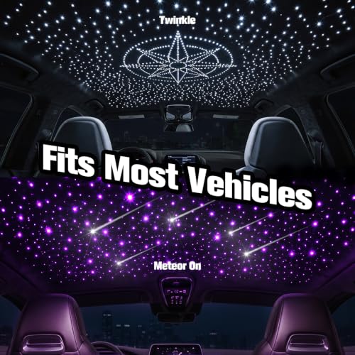Image of CHINLY 2 in1 Meteor Twinkle 646pcs 9.8ft 0.03in Fiber Optic Lights Star Headliner Kit+ Shooting Stars Light Kit, Music Mode Bluetooth APP Control Remote, RGBW Star Lights for Star Headliner
