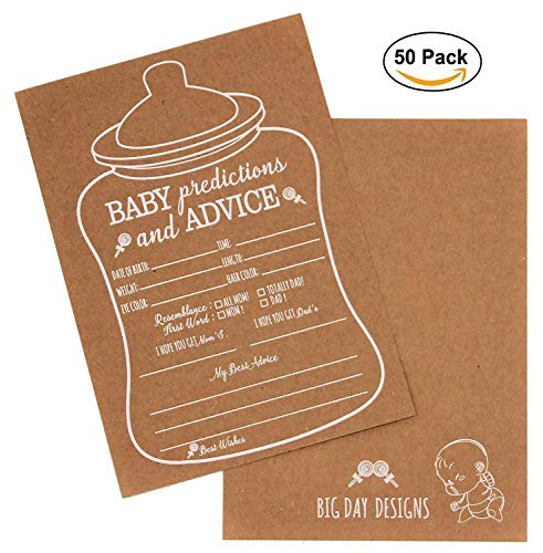 50 Rustic Prediction and Advice Cards for Baby Shower Game, New Mom & Dad Card To Be, For Girl or Boy Babies, New Parent Message Advice, Invitations card(Nursing-bottle)
