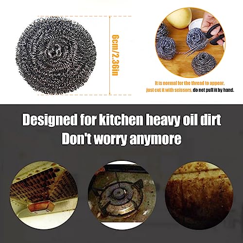 Image of 20 Pack Steel Wool Scrubbers, 2.36 Inch Stainless Steel Cleaning Pads, Heavy Duty Scouring Pads for Pots and Pans, Non-Scratch Kitchen Scrubber for Dishes, Grills, and Cookware