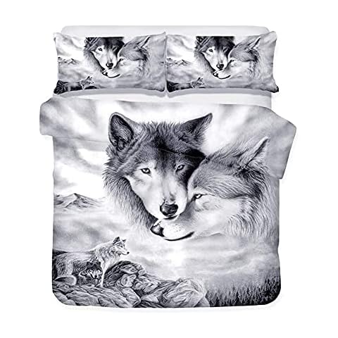Shamdon Home Collection 3D Printed Wolf Duvet Cover Sets, Lovely Wolves Bedding Sets with Pillowcase Cover