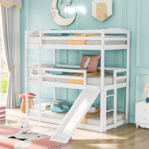Buy Triple Bunk Bed Twin Triple Beds with Slide, Wood Bunk Bed for 3