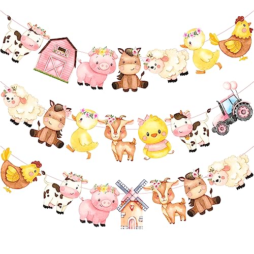 Ipartyfun HPBN-27 2Pcs Farm Animal Party Banner Farmhouse Party Decorations Farm Animal Cutout Banners cover