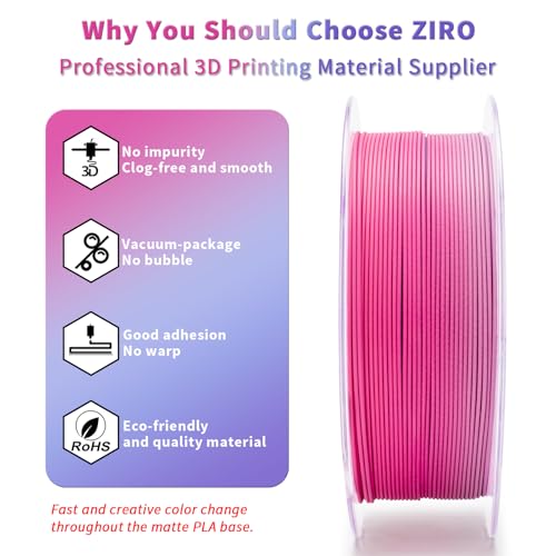 Image of ZIRO Fast Color Changing PLA, Matte Multi Colors Filament 1.75mm, Matte Rainbow 3D Printer Filament, Dimensional Accuracy + /-0.03mm, Fit Most 3D Printers, 1KG / 2.2lbs Spool, Dreamy Dusk