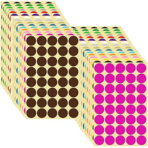 1200PCS Round Dot Stickers, 30 Sheets 25mm Diameter 16 Colors Coding Labels, Assorted Sticky Colored Dots, Easy Peel Self Adhesive Craft Circle Stickers Labels, for Colour Coding Calendar Organising Cover