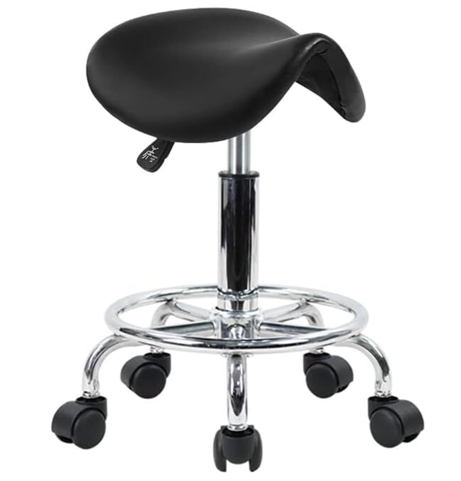 Silla con Ruedas Ajustable con Ruedas - Taburete de Bar Giratorio sin Brazos de Cuero PU for Laboratorio, Clínica, Dentista, Médico, Masaje, Salón