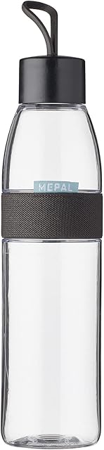Mepal  Water Bottle Ellipse  Reusable Water Bottle  Leak Proof Drinking Bottle Suitable For Carbonated Drinks  BPA-Free - 700 ml  Nordic black.