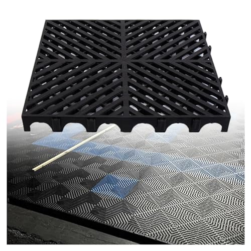 Baldosas Modulares Entrelazadas De 50 X 50 X 4 Cm, Alfombrillas De Garaje, Adecuadas For Piscina, Ducha, Vestuario, Sauna, Terraza, Patio, Garaje, Alfombrillas For Zonas Húmedas(Black,50x50x4CM-4piece