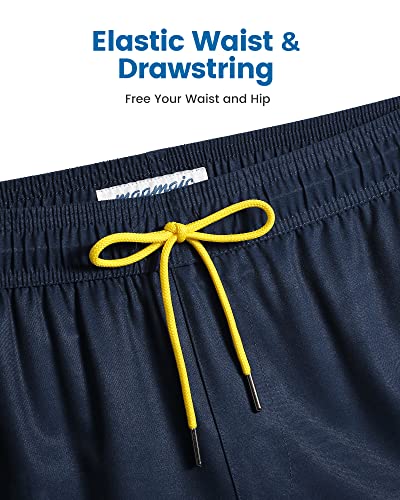 Image of maamgic 5inch Mens Swimming Trunks with Compression Liner 2-in-1 Swim Trunks Stretch Quick Dry Swim Shorts Zipper Pockets