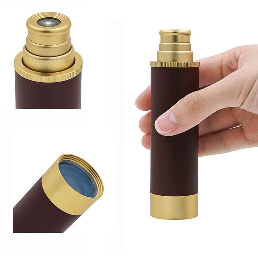 Telescopio/Telescopio Pirata de latón, Catalejo Marino con Zoom de 25X30, Alcance monocular de Mano Plegable con versión de día y Noche para niños, Regalos, Viajes, Senderismo, Caza, navegación
