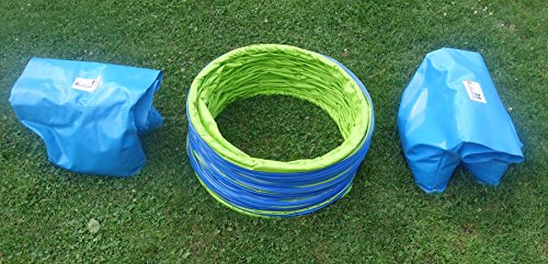 Callieway® Dog Agility Tunnel Profi Hunde Tunnel Agility Gerät (Stützsandsäcke bereits inklusive) (3m, limettengrün)
