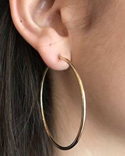 Image of 14K Gold Classic Real Hoop Earrings, (2mm Tube)