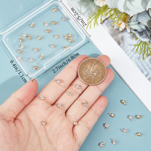 Beebeecraft 1 Box 50Pcs Crystal Charms 18K Gold Plated Round Rhinestone Charms with 1mm Hole for DIY Jewelry Making (5.5x3.5mm) - Image 3