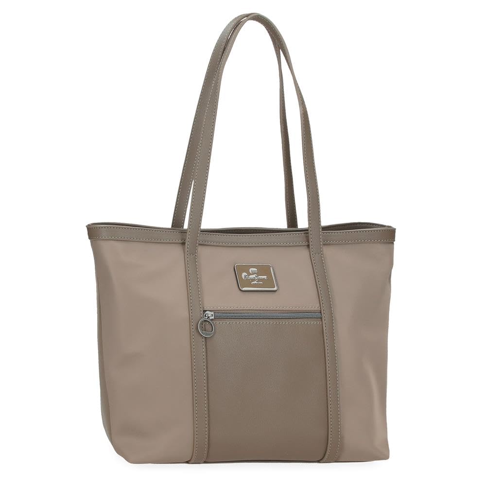 Pepe Jeans Christine Bolso Tote Beige 40X29X14 cms Poliéster con Detalles en Piel Sintética by Joumma Bags