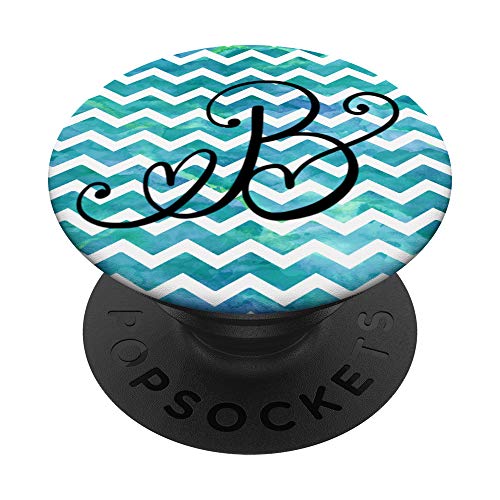 Letter B Initial Monogram Name Teal Turquoise Watercolor Che PopSockets PopGrip: Swappable Grip for Phones & Tablets