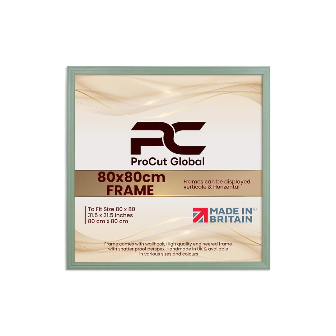 Procut Global 80x80CM Green Picture Frames - Classic Wooden Photo Frame with Shatterproof Perspex for Wall or Tabletop - Perfect for Posters, Certificates & Prints - Sizes & Colors Available