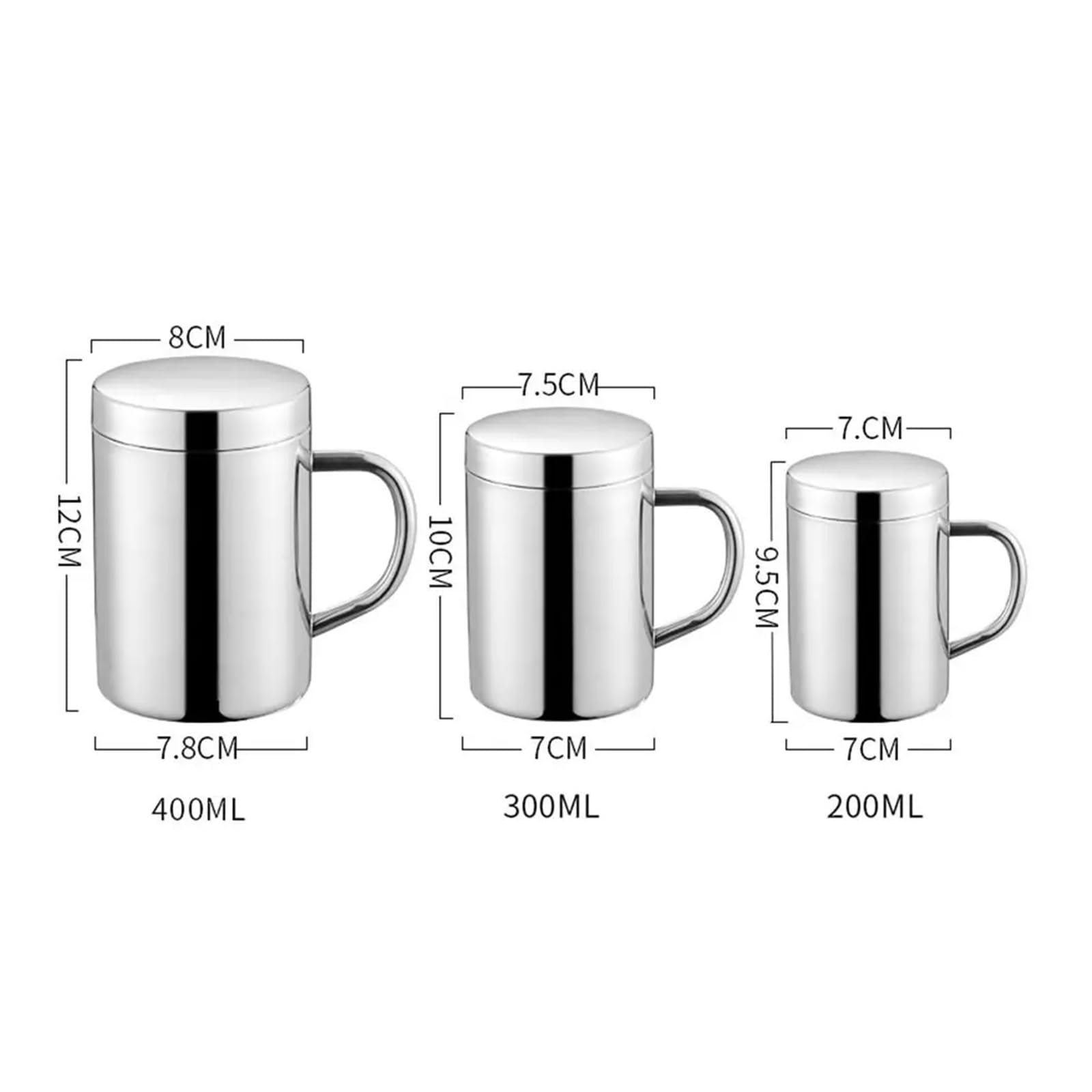 Taza de café acero inoxidable, taza antiescaldado doble capa, vaso térmico portátil for bebidas, té y jugo para Casa y Oficina(With lid 400ml)