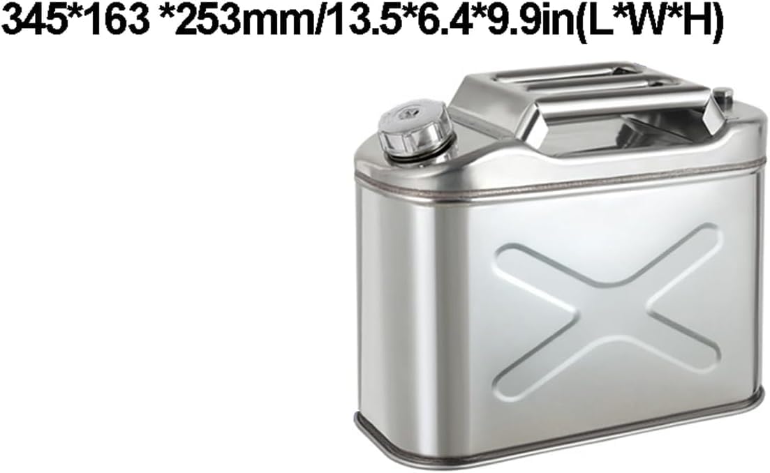 Tanica per Benzina in Acciaio Inossidabile con Tubo per Carburante - Ideale per Serbatoi di Benzina, Diesel, Olio Commestibile O Acqua,10L