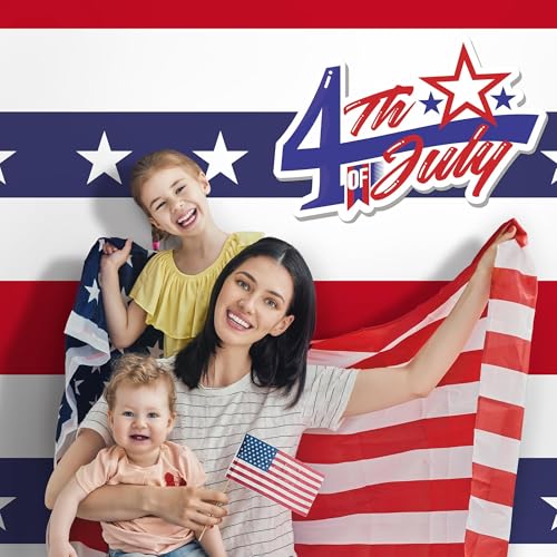 Image of Kochorie 100 Ft x 54 Inch 4th of July Tablecloths Roll with Slide Cutter Box Patriotic Disposable Plastic Table Cover Roll Independence Day Backdrop for Memorial Day Party Supplies