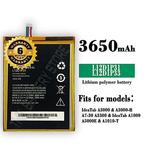 Image of Original L12D1P31 Battery for Lenovo A1000 A3000 A5000 Tablet (L12D1P31) - 3500mAh Battery with 6 Month Warranty**(P180)