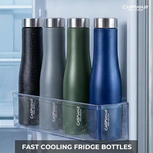 Image of CASPIAN / / / Aqua ISI Certified Stainless Steel Water Bottle 1ltr. (Multicolor, 1 Litre, Set of 6) | Leak Proof Thunder for Fridge Home Office Travel School Kids Boys Girls Adults Sports Gym| BPA Free