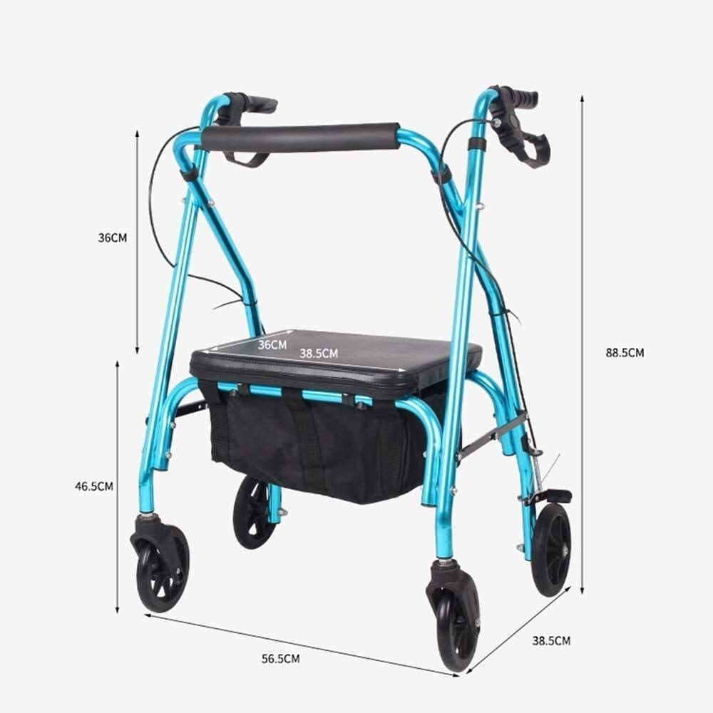 Składany Chodzik Dla Seniorów Rollator Rollator Chodzik Rolowana Rama Do Chodzenia Regulacja Wysokości Za Pomocą Kółek Wyściełane Siedzisko I Oparcie Hamulec Ułatwiający Poruszanie Się