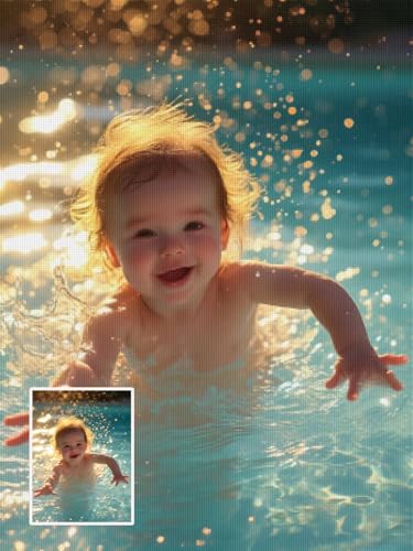 Diamond Painting Personalizado, Cuadro Diamantes Personalizado con Foto, DIY Diamond Painting Kit Completo, Pintar con Diamantes Personalizado para Manualidades, Regalos Personalizados 40x50cm L-316