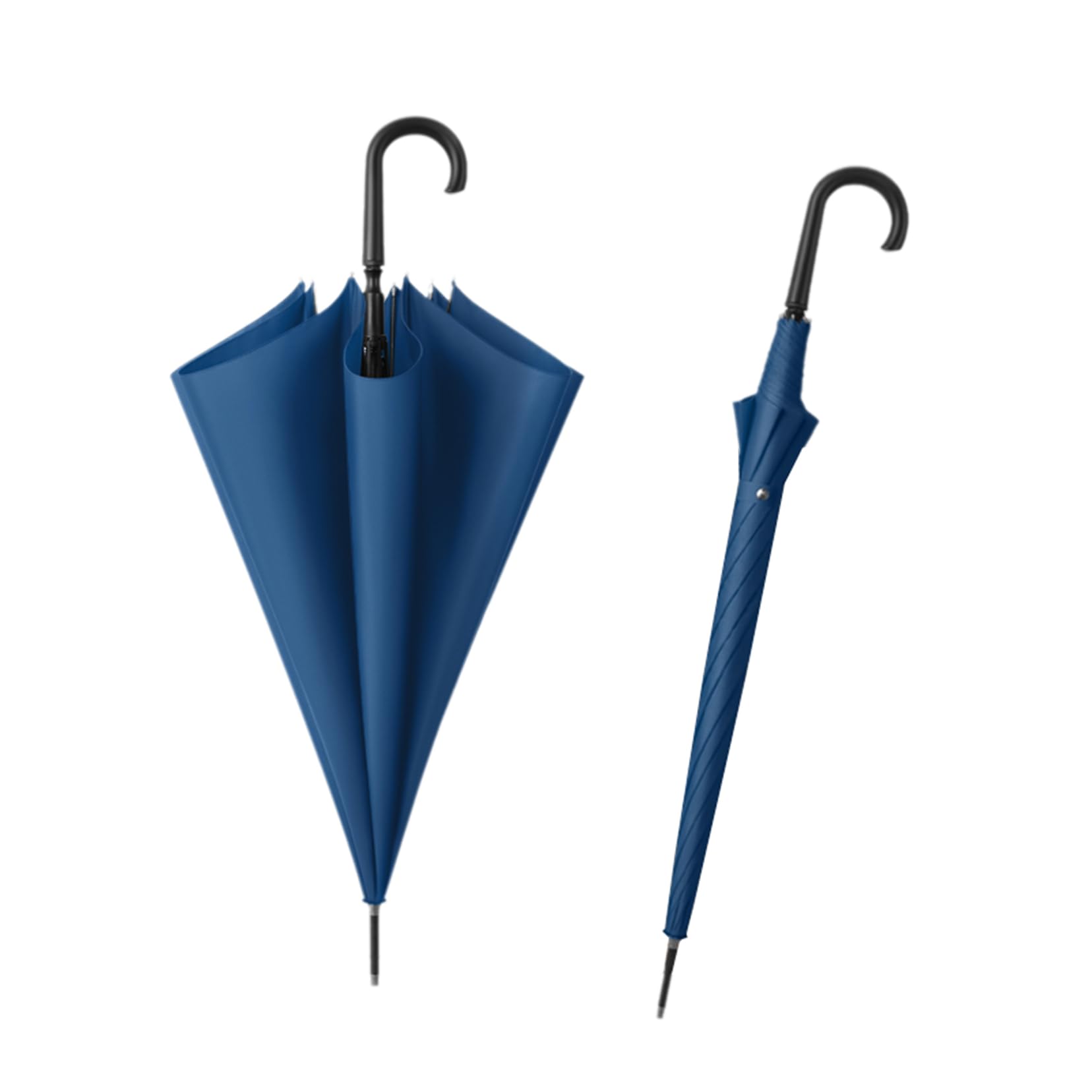 TREWQ 55 Inch J Handle Golf Umbrella,8 Ribs Classic Simplicity Double Canopy Windproof Large Auto Open Rain Stick Umbrellas,Bent Hook Straight Pole Double Person Long Handle Umbrella blue
