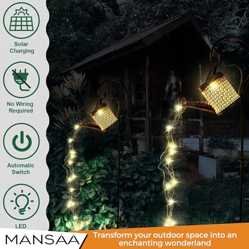 Image of MANSAA M72 Solar Watering Can LED Lights Solar-Powered Elegance | Waterproof & Durable | Garden /Balcony /Business Decor | Perfect for Parties & Holidays | Ideal for Pathways & Walkways | Made in India