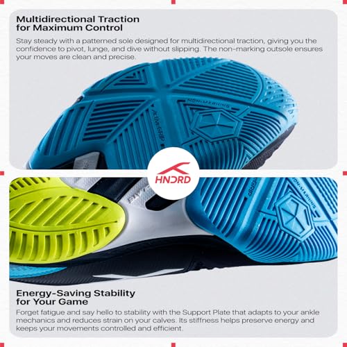 Image of Hundred Hyper Spike Badminton Shoes | Indoor Court Footwear | Active Grip Non-Marking Sole | X-Cushion Midsole | Support Plate Stability | Professional Performance (Navy /Blue /Lime /White)