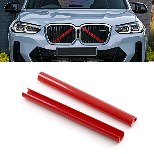 x xotic tech Front Grille Insert Trims Stripes, Front Center Kidney Grilles Trim Compatible with BMW X3 X4 X5 F25 G01 G02 G05 (Red)