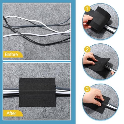 Image of WILLBOND Carpet Cord Cover Cable Protector Floor Cover Cable Protector Management Only for Commercial Office Carpet(295.28 ft,Black)
