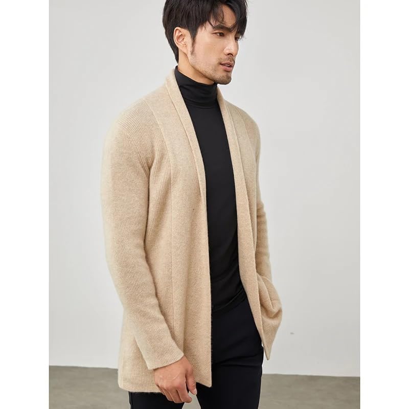 Suéter de cachemira para hombre, cárdigan de negocios, casual, talla grande, abrigo de punto