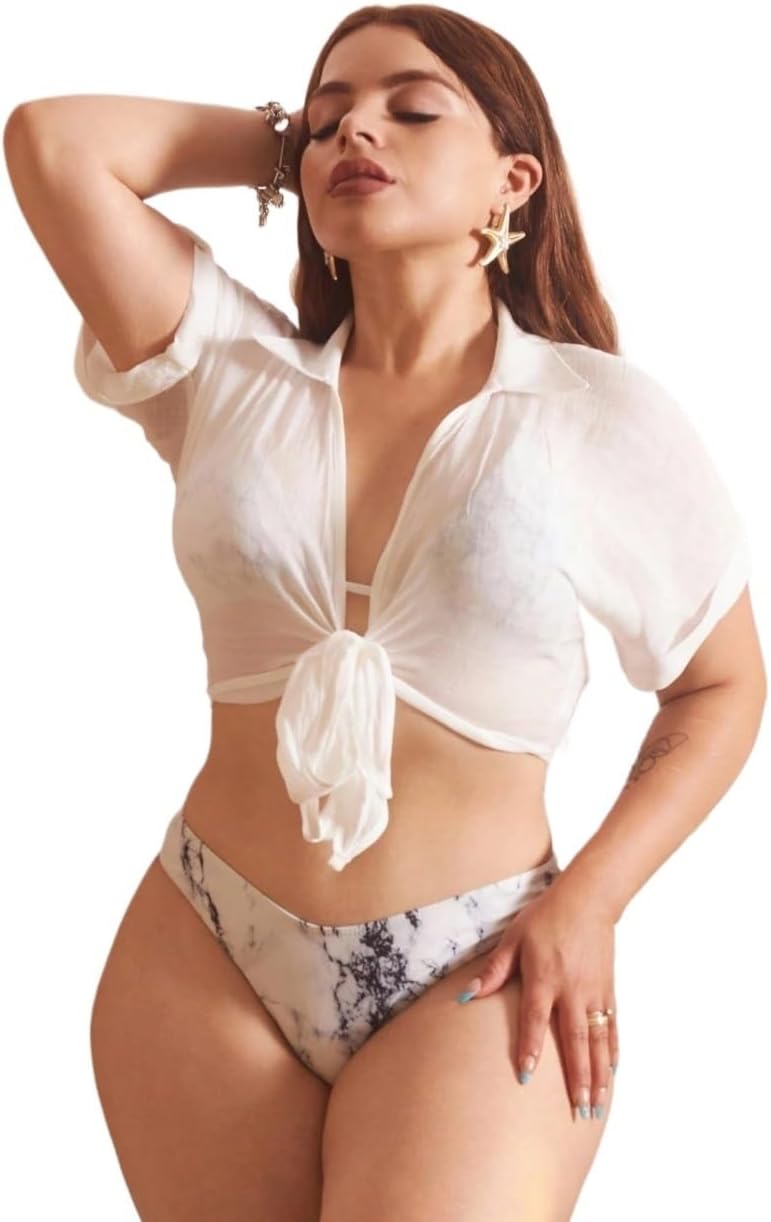 Summer Beach Women's Batwing Sleeve Kimono Cover Up With Front Tie Knot cover ups for swimwear