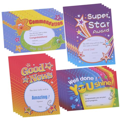 healvian 200個 幼稚園表彰状 カートゥーンデザインで 向け学習賞状 卒業証明書 学年末賞 キャンプ証明に 男子女子対応のキッズ賞状用品