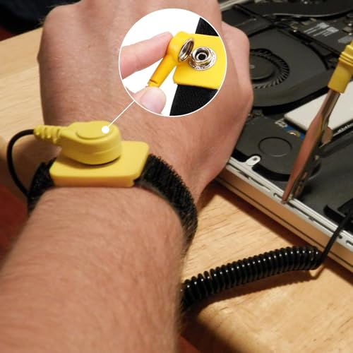 Image of 2Pcs Anti-Static Wrist Strap with 6ft Cable, Adjustable Band for Electronics Repair