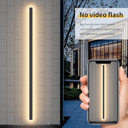 Image of Aipsun Outdoor Lights 2 Packs,Modern Outdoor Wall Light 71inch Long Strip LED Wall Sconce IP65 Anti Rust Warm Light Fixture 3000K Exterior Wall Mount Lights for Entrance, Hallway, Garage, Porch