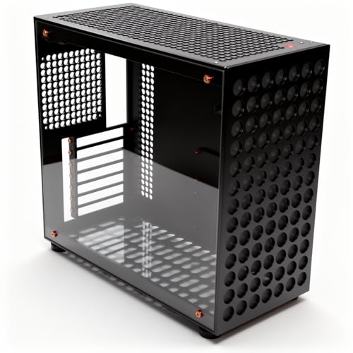 Image of ATX Gaming PC Case, CNC Machined Full Aluminum Tower, High-Airflow Full Ventilation Design, Type-C Front I /O, Dust Filters, Transparent Acrylic Side Panel, Black